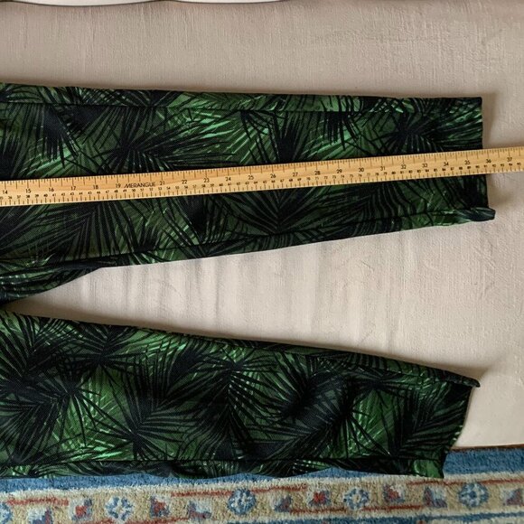 Dorothy Perkins Green Black Leaf Print Slim Trouser Dress Pants Resort Corpcore - Picture 13 of 16